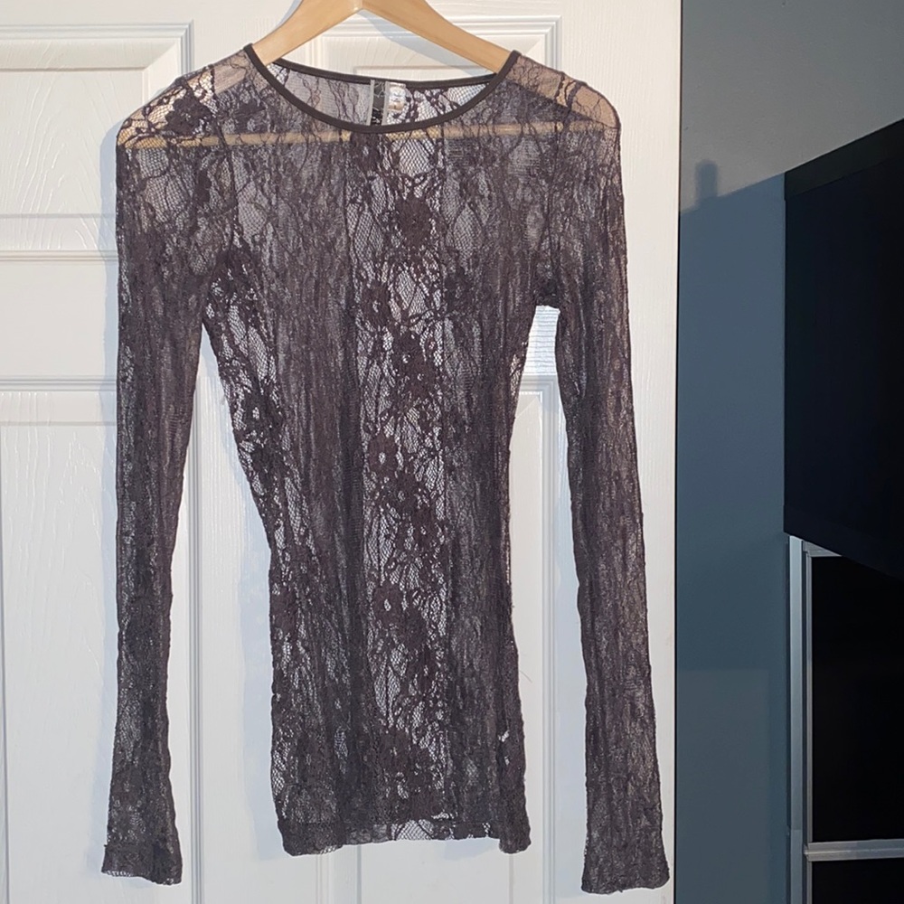 Laced plum/purple long sleeve shirt.
